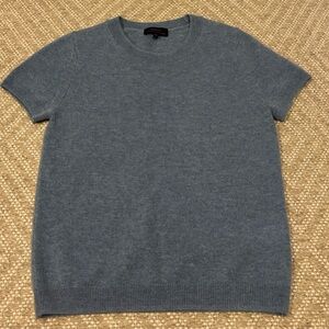 Quince Short-Sleeve Cashmere Crewneck Sweater - Faded Denim Blue